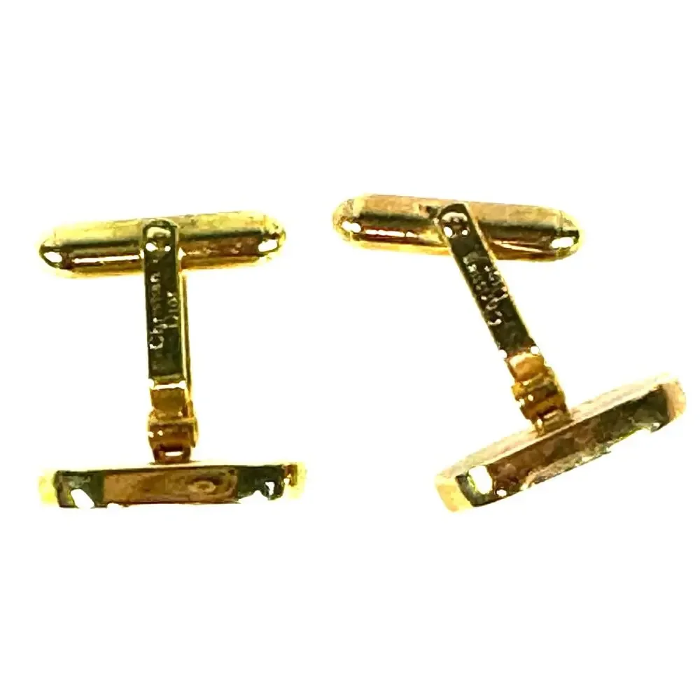 Christian Dior Vintage Gold Tone Oval Logo Cufflinks France